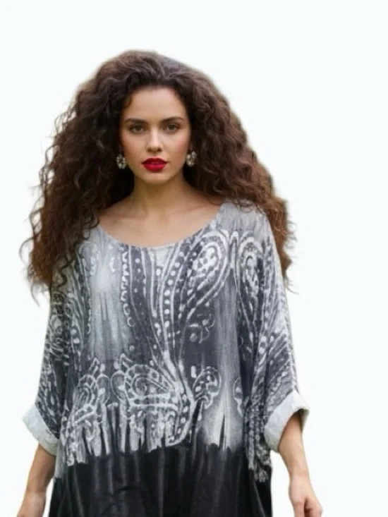 Tribal Jeans Paisley Burnout Ombré Dolman Top Size L - Picture 1 of 6